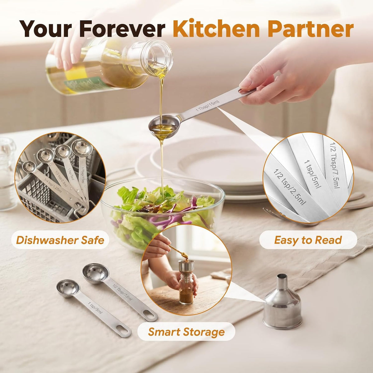 13 PCS Stainless Steel Measuring Cups and Spoons Set for Baking and Cooking