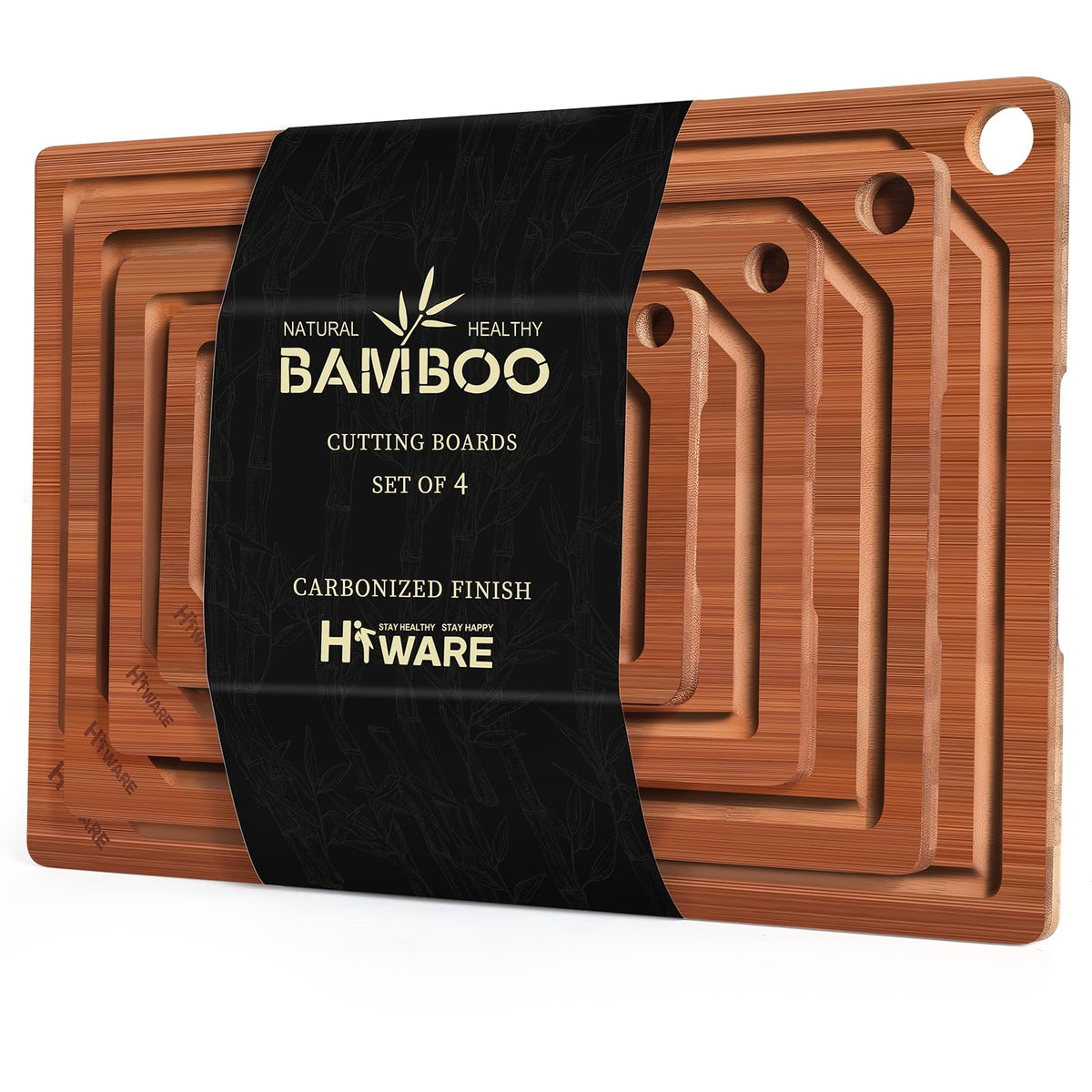 Hiware Bamboo Cutting Board for Kitchen, Heavy Duty Wood Cutting Board with Juice Groove, 100% Organic Bamboo, Pre Oiled, 15" x 10"