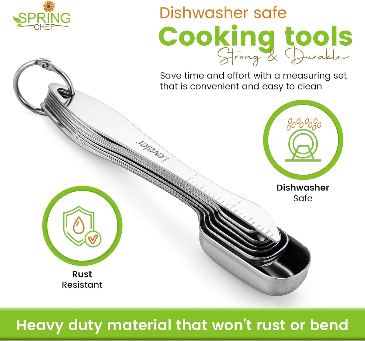 Spring Chef Stainless Steel Measuring Cups and Spoons Set of 14 w/Leveler