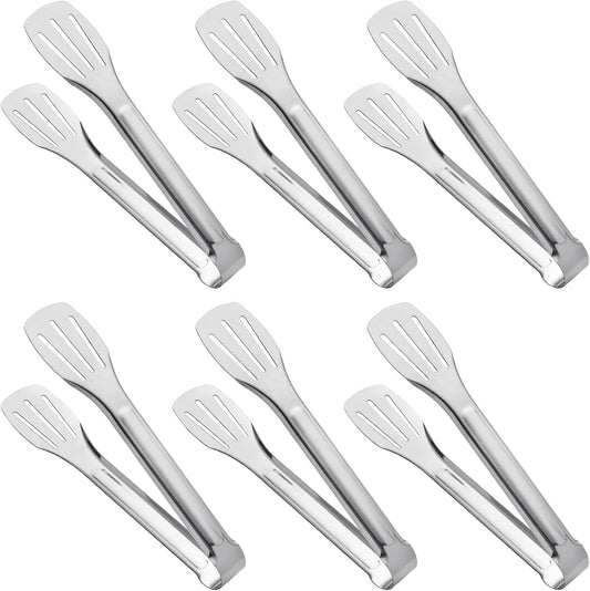 Serving Tong Kitchen Tongs,Buffet Tongs, Stainless Steel Food Tong Serving Tong,small tongs 6 Pack (7 Inch)