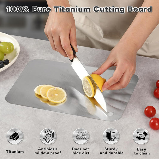 Katori Titanium Cutting Boards for Kitchen-100% Pure Titanium Cutting Board set Double Sided Non Toxic Titanware Chopping Board,Dishwasher Safe Metal Cutting Boards FathersDay Gifts(1PC-XL-11x15.5In)