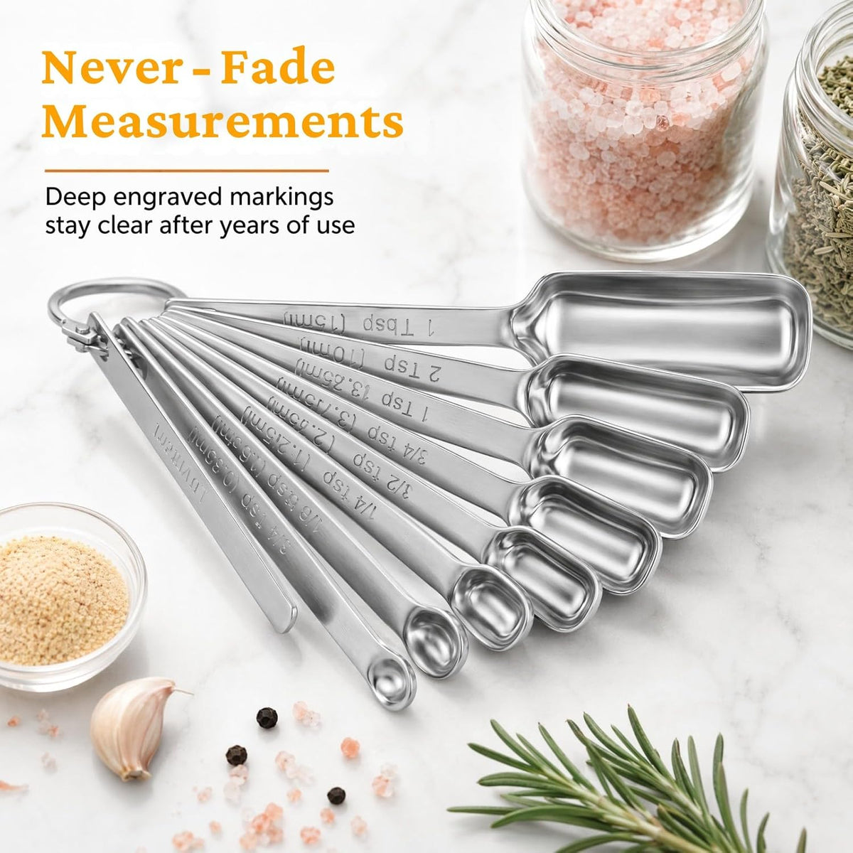 28 Pcs Stainless Steel Measuring Spoons Set with Leveler, Metal Round & Rectangular Spoons plus 2-Pack Mini Spoon Sets for Precise Cooking and Baking, Standard Sizes with Clear Engraved Markings