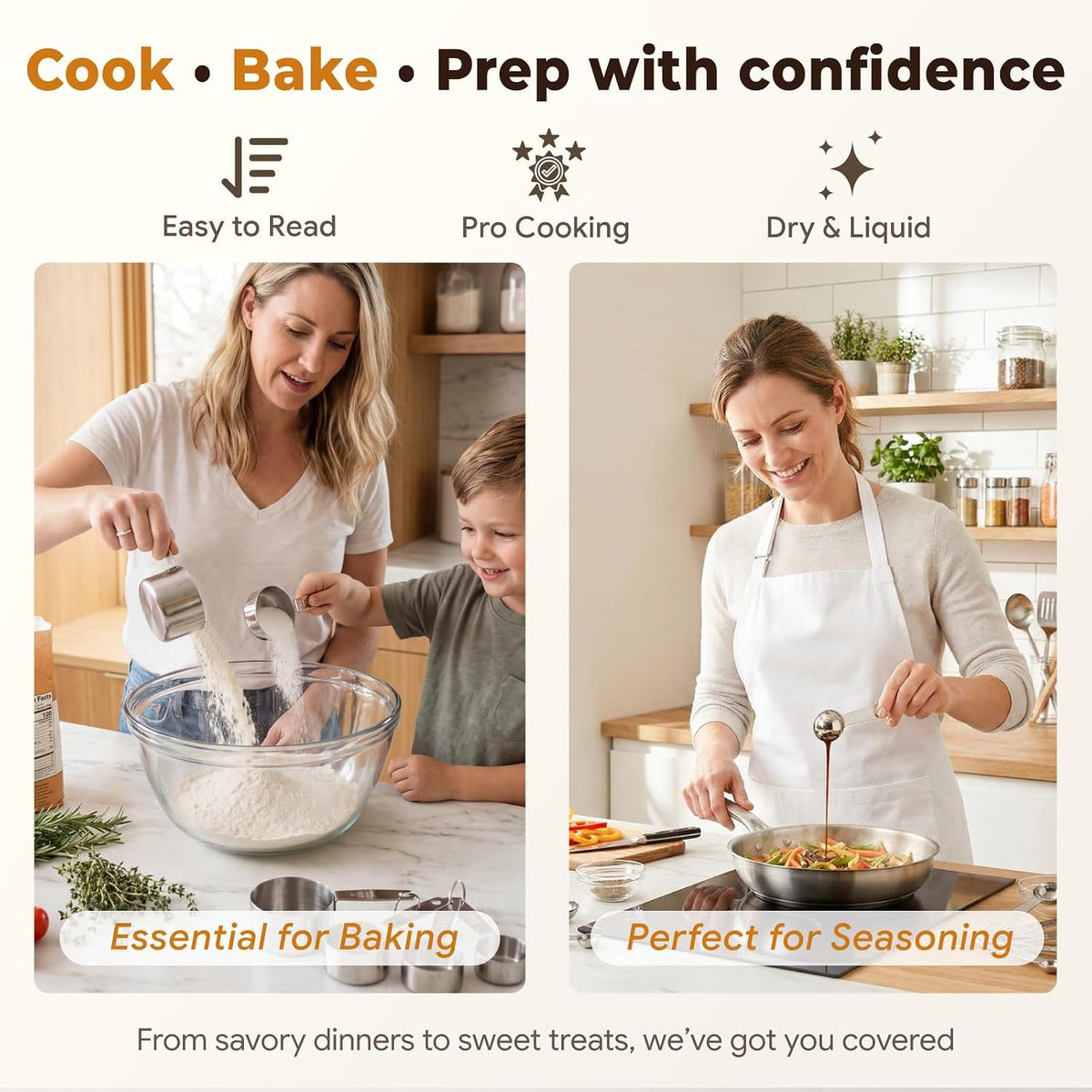 13 PCS Stainless Steel Measuring Cups and Spoons Set for Baking and Cooking