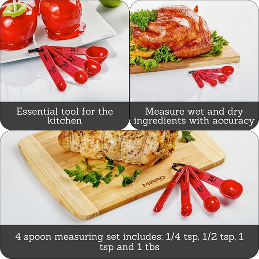 MIRRO 4 Piece Nested Measuring Spoons Set for Kitchen, Red