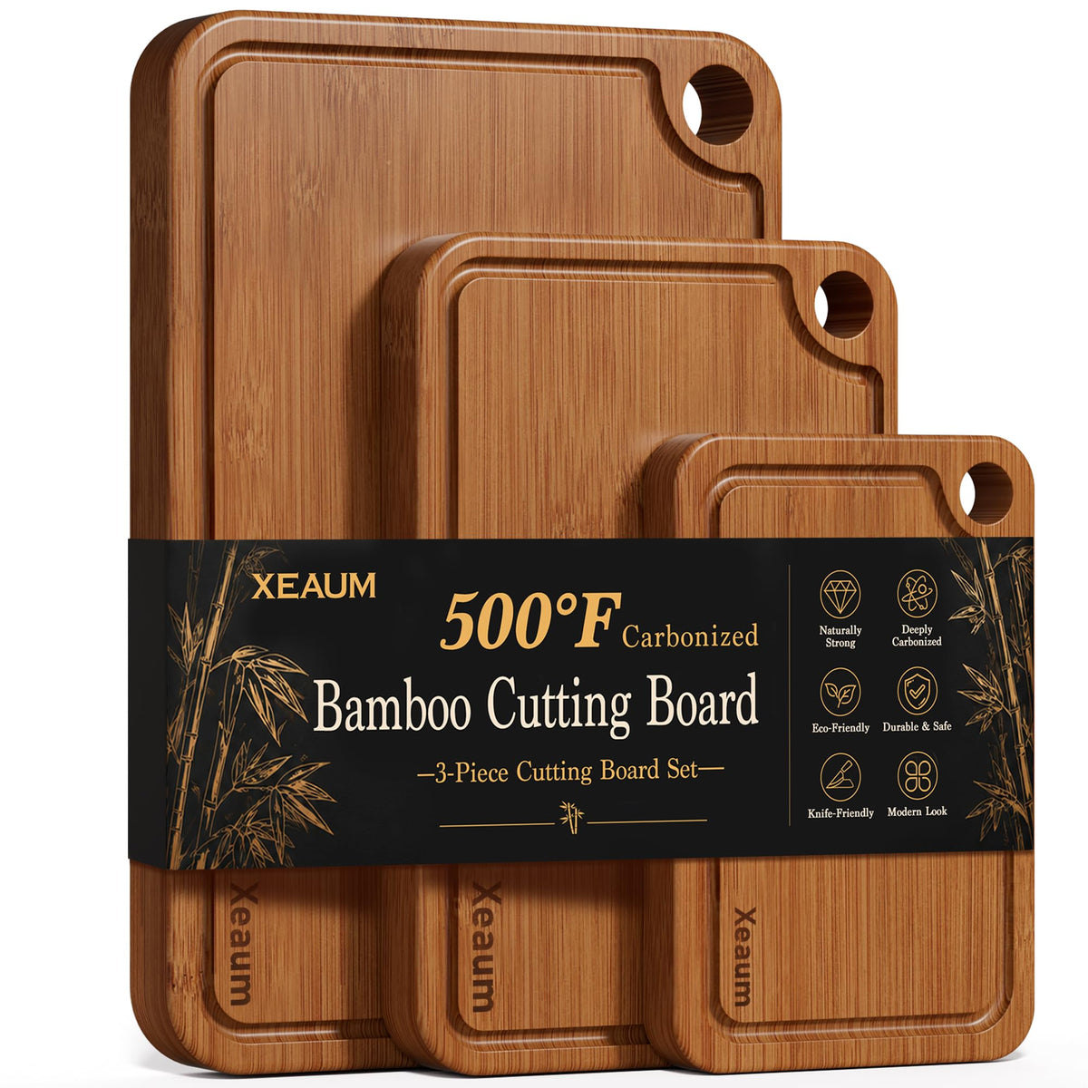 Bamboo Cutting Board 3-Piece Wooden Chopping Mats for kitchen