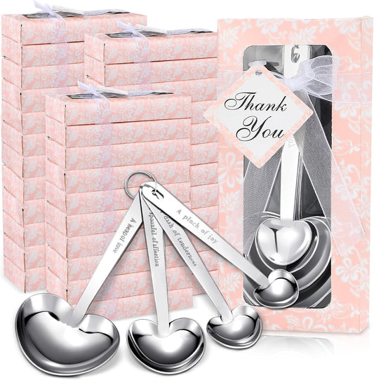 Yinder 50 Sets Heart Measuring Spoons Wedding Favors for Guest Bulk,Pink