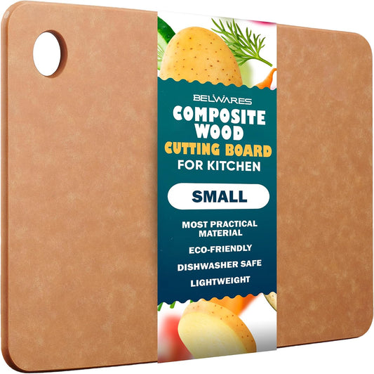 Wooden Cutting Board for Kitchen - Small Composite Wood Cutting Boards Dishwasher - Thin, BPA Free & Eco-Friendly Chopping Board (11.5 x 9 Inch, Natural)